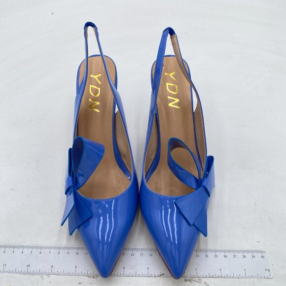 YDN Sky Blue Stiletto Heel Bow Pointed Toe Slingback Slip on Sandals Dress Shoes - Picture 3 of 8